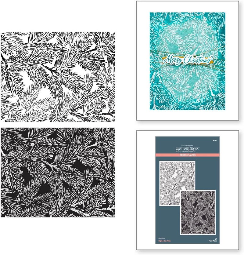 Spellbinders BP-197 Night & Day Pines Press Plates from The Home for The Holidays Collection - Image 2